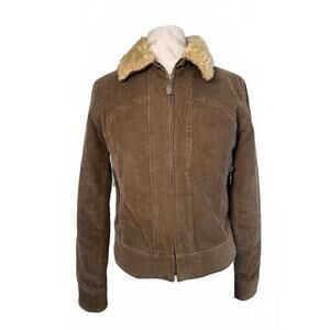 Mudd Brown Corduroy Jacket with Faux Fur Collar- Sm